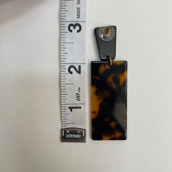 Brand New Tortoise Shell Long Dangle Earrings - Picture 4 of 8
